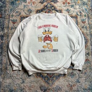 Vintage I Have A Drinking Problem Duck Crewneck Large
